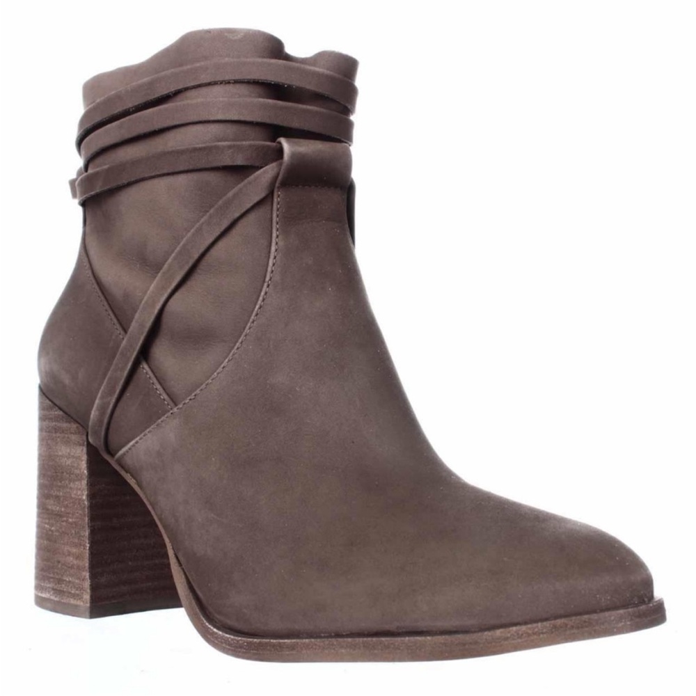 Block Heel Boot Steve Madden Percy Leather Bootie Side Zipper Stacked Heel Sz 11